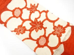 絞り　花に紅葉模様　名古屋帯